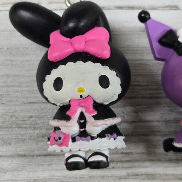 Sanrio My Melody Kuromi Charm Set Kawaii Lolita Goth Keychain Pendant - Picture 2 of 10